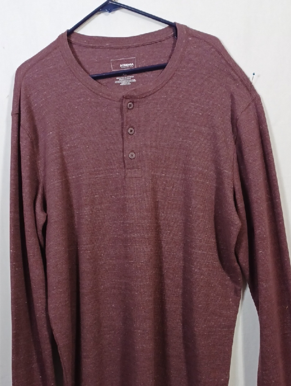 SONOMA Men's Long-Sleeve Henley Shirt - Burgundy